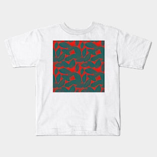 Leaves in blue green Kids T-Shirt